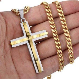 Modern Architecture Two-tone Cross Pendant